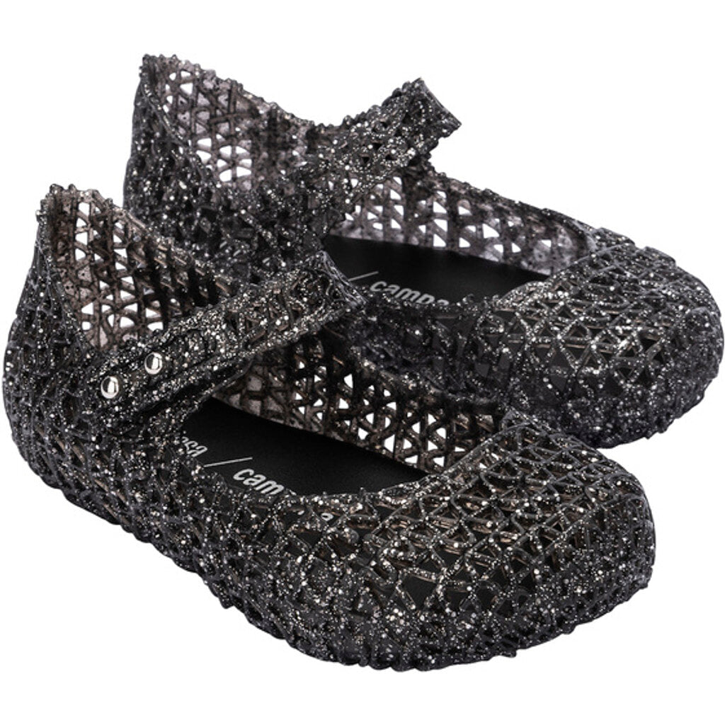 Mini Melissa MINI MELISSA CAMPANA PAPEL BB SANDAL AJ850 BLACK GLITTER