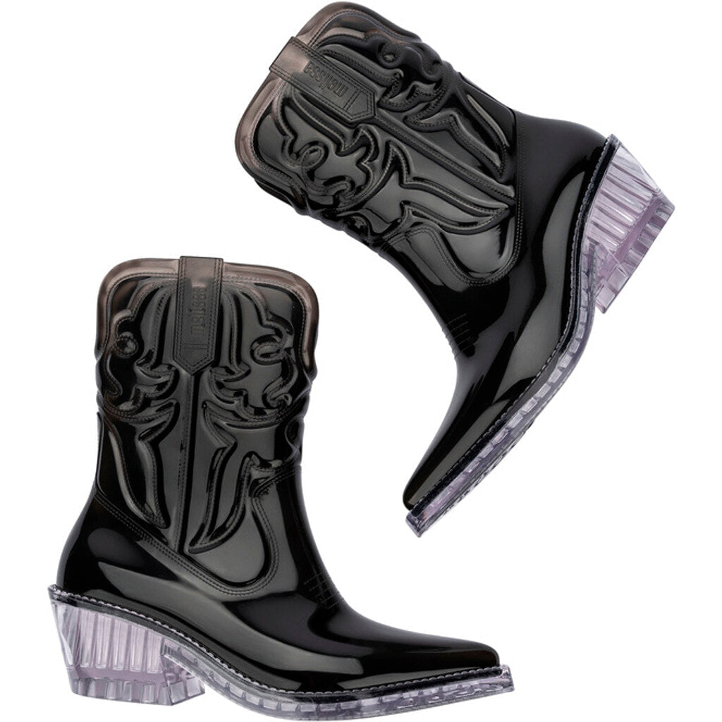 Melissa Texas Ad. BOOT AW781 BLACK TRANSPARENT/GLASS