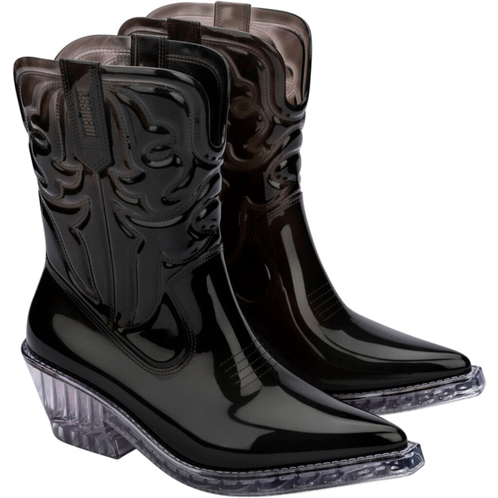 Melissa Texas Ad. BOOT AW781 BLACK TRANSPARENT/GLASS